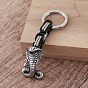 Vintage 304 Stainless Steel Cobra Keychains, with Split Key Rings & Byzantine Chains
