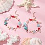 Dyed Synthetic Turquoise Beads Charm Bracelets, with Glass Beads & ABS Plastic Imitation Pearl Round Beads