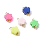 Pendentifs en argile polymère faits à la main avec des fleurs, avec alliage doré et apprêts en laiton