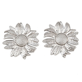 304 Stainless Steel Pendants, Sunflower Charms