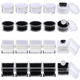 20шт 4 стили прозрачная пластиковая коробка для россыпных бриллиантов, Небольшой футляр для хранения ювелирных изделий с драгоценными камнями с губкой внутри, квадратный и круглый