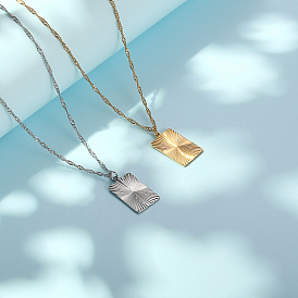 Stainless Steel Pendant Necklaces, Rectangle Tag