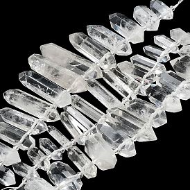 Natural Quartz Crystal Double Terminal Pointed Beads Strands, Rock Crystal Beads, Faceted Bullet