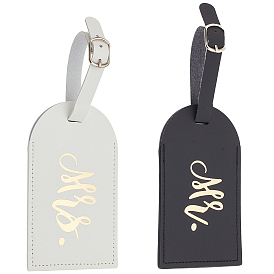Gorgecraft 2Pcs 2 Colors PU Leather & Alloy Luggage Bag Tags, Travel ID Labels, Suitcase Name Tags