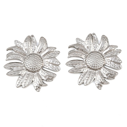 304 Stainless Steel Pendants, Sunflower Charms
