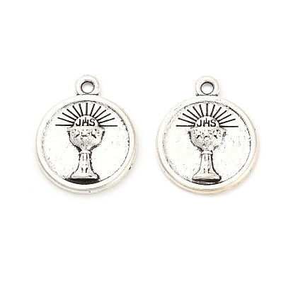 Сплавочные подвески тибетского стиля, плоский круг с чашей для причастия