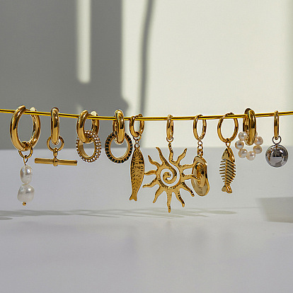 Серьги из 304 нержавеющей стали, золотые