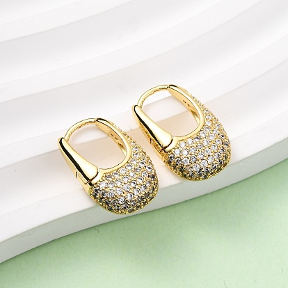 Латунные серьги-кольца с микропаве из прозрачных кубических цирконий