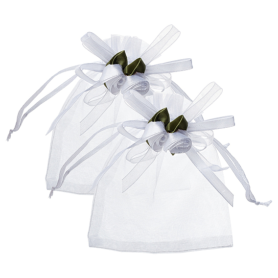 70шт. 3мешки из органзы с цветочным узором на завязках, мешки для хранения конфет, прямоугольные