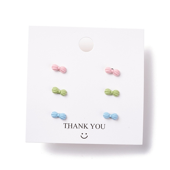 Bowknot Resin Stud Earrings Set for Girl Women, with 925 Sterling Silver Plated Pins