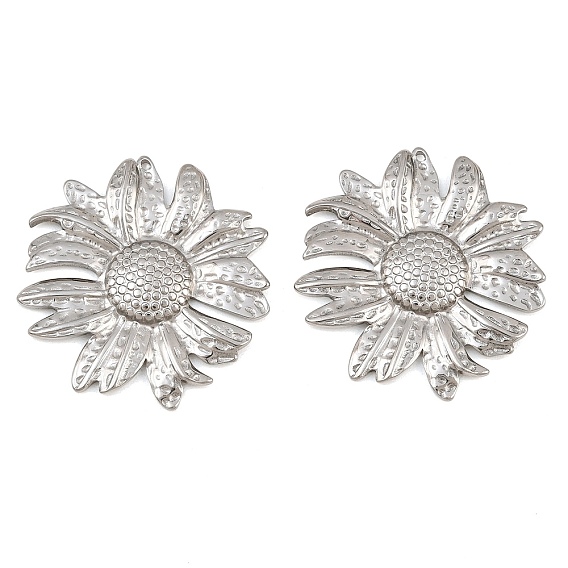 304 Stainless Steel Pendants, Sunflower Charms