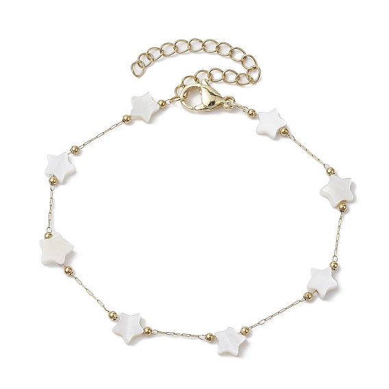 316 браслеты-цепочки из нержавеющей стали со скрепками, браслеты-цепочки из натуральной белой ракушки