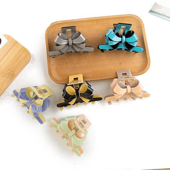 Заколки для волос с когтями из ацетата целлюлозы (смола), аксессуары для волос для женщин и девочек, бантом