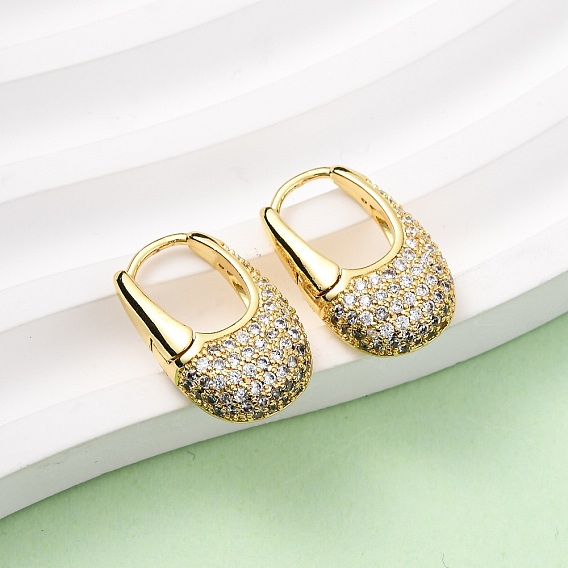 Латунные серьги-кольца с микропаве из прозрачных кубических цирконий