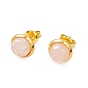 Gemstone Half Round Stud Earrings, Brass Jewelry for Women, Cadmium Free & Lead Free
