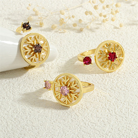 Открытые манжеты из латуни с микропаве и цирконием для женщин, с оболочкой, реальный 18 k позолоченный, снежинка