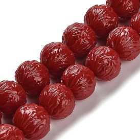 Synthetic Coral Carved Beads Strands, Dyed, Flower