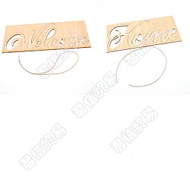 CREATCABIN 2 Sets 2 Styles Wood Cutouts Ornaments, with Jute Twine, for Party Gift Home Hanging Decoration, Letter