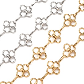 304 Cadenas de eslabones de trébol de acero inoxidable, sin soldar