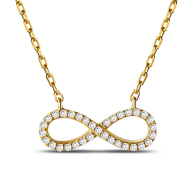 Infinity Sterling Silver Pendant Necklaces, with Cubic Zirconia, 17 inch(43.2cm)