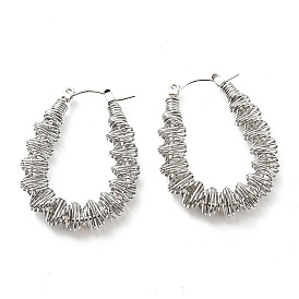 304 Stainless Steel Teardrop Hoop Earrings, Wire Wrap Jewelry