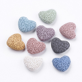 Невощеные бусины из натуральной лавы, для парфюмерных шариков эфирного масла, ароматерапевтические бусы, окрашенные, сердце, нет отверстий / незавершенного