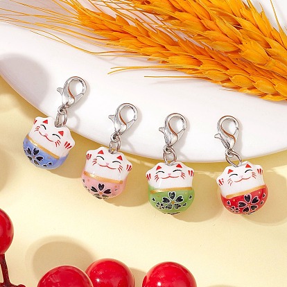 Фарфоровые подвески манэки-нэко ручной работы, Застежки-когти из сплава омара, подвески для украшений сумок