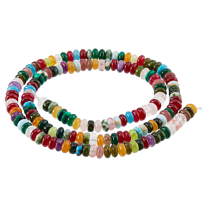 1 нити смешанных драгоценных камней бусины нити, рондель, смешанные окрашенные и неокрашенные