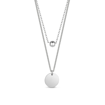 925 Sterling Silber abgestufte Halsketten, Flachrund