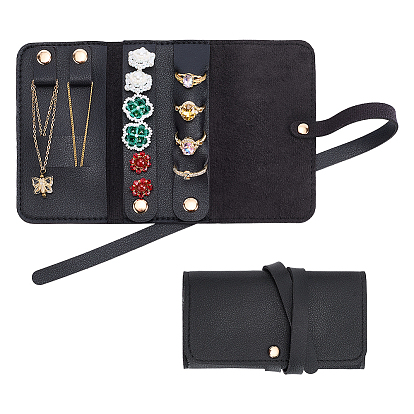 2Pcs PU Leather Jewelry Rolls for Rings Earrings Necklaces, Rectangle