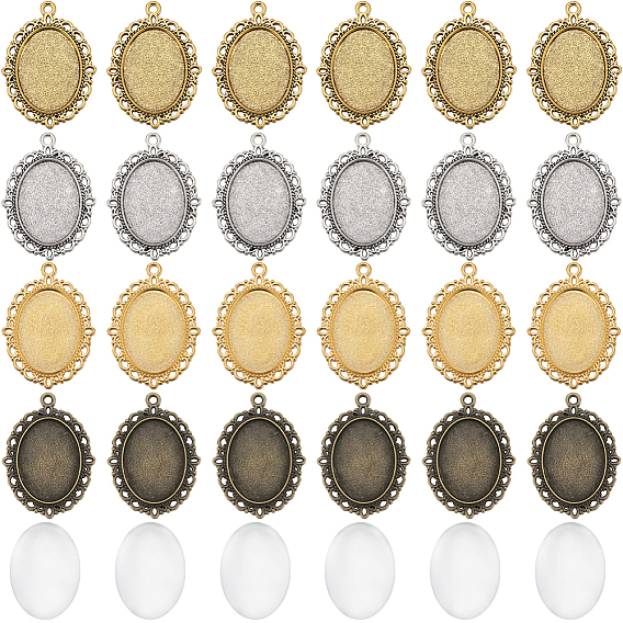Набор для изготовления пустой овальной купольной подвески своими руками, включая подвеску из сплава для кабошона со стразами, Кабошоны из стекла