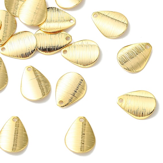 SHEGRACE Brass Pendants, Teardrop Charms, Stamping Blank Tag, Brushed Finish, Cadmium Free & Lead Free & Nickel Free