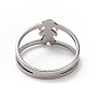 201 Stainless Steel Girl Shape Finger Ring, Hollow Wide Ring for Women