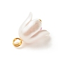 Spray Painted ABS Plastic Imitation Pearl Charms, with Transparent Acrylic Round Beads and Golden Tone Brass Findings, Flower