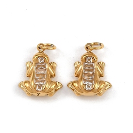 304 из нержавеющей стали амулеты горный хрусталь, лягушка, ионное покрытие (ip)