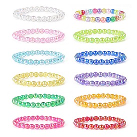 Ensembles de bracelets extensibles en perles acryliques transparentes de couleur ab, pour les enfants