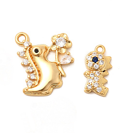 Латунные микро проложить кубического циркония прелести, динозавр, без никеля 