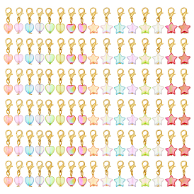 96pcs 16 styles de décorations suspendues en acrylique, avec alliage homard fermoirs pince