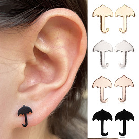 Stainless Steel Mini Cute Umbrella Ear Studs - Simple and Personalized