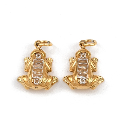 304 из нержавеющей стали амулеты горный хрусталь, лягушка, ионное покрытие (ip)