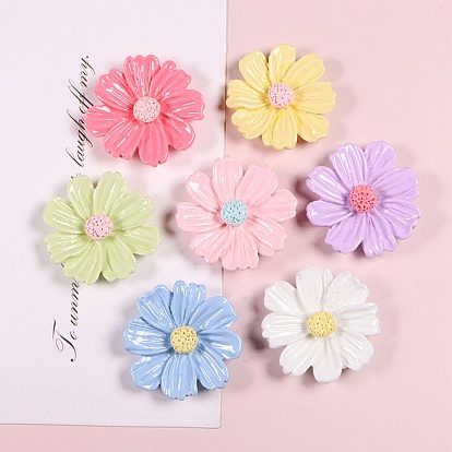 Кабошон из непрозрачной смолы, цветок ромашка