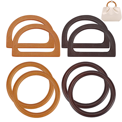 8шт. 4 варианты деревянных круглых и D-образных кольцевых ручек для сумок, для сменных аксессуаров ручек для сумок