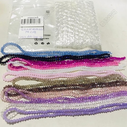 12 Strands 12 Style Glass Beads Strands Sets, Faceted, Rondelle, Electroplate Transparent & Imitation Jade & AB Color Plated