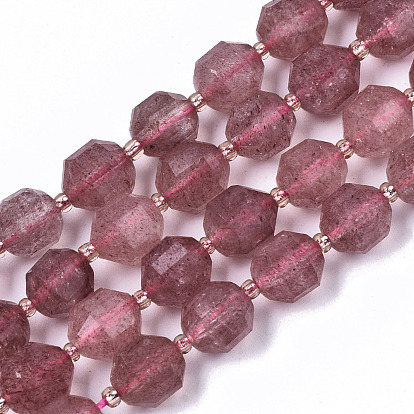 Natural Strawberry Quartz Beads Strands, Oval, Faceted