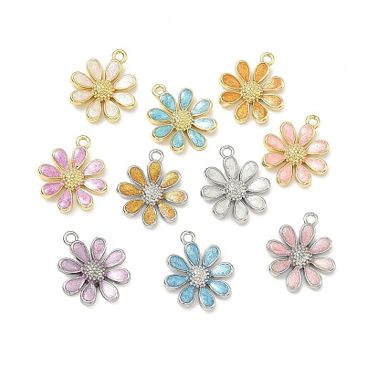 Латунь эмаль подвески, прелести цветка ромашки