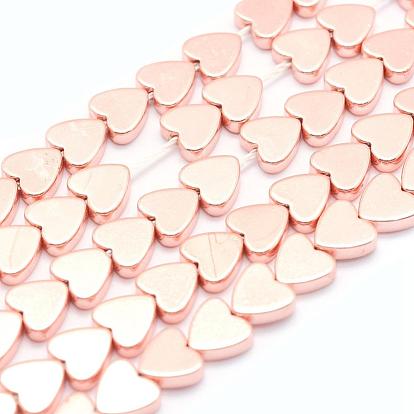 Electroplate Non-magnetic Synthetic Hematite Beads Strands, Grade AA, Long-Lasting Plated, Heart