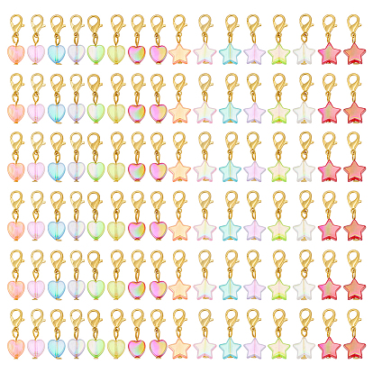 96pcs 16 styles de décorations suspendues en acrylique, avec alliage homard fermoirs pince