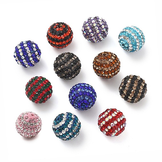 Полосатый узор полимерная глина стразы бусины, круглые, дискотечный шар бисер