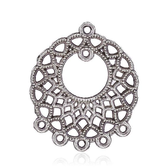 Tibetan Style Alloy Chandelier Component Links, Flat Round