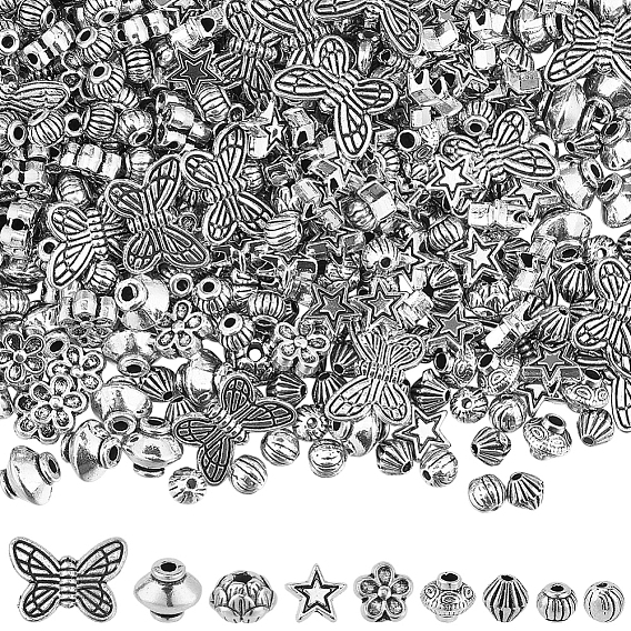 375 шт 9 стиль бусины-распорки сплава тибетского стиля, разнообразные, без кадмия и без свинца